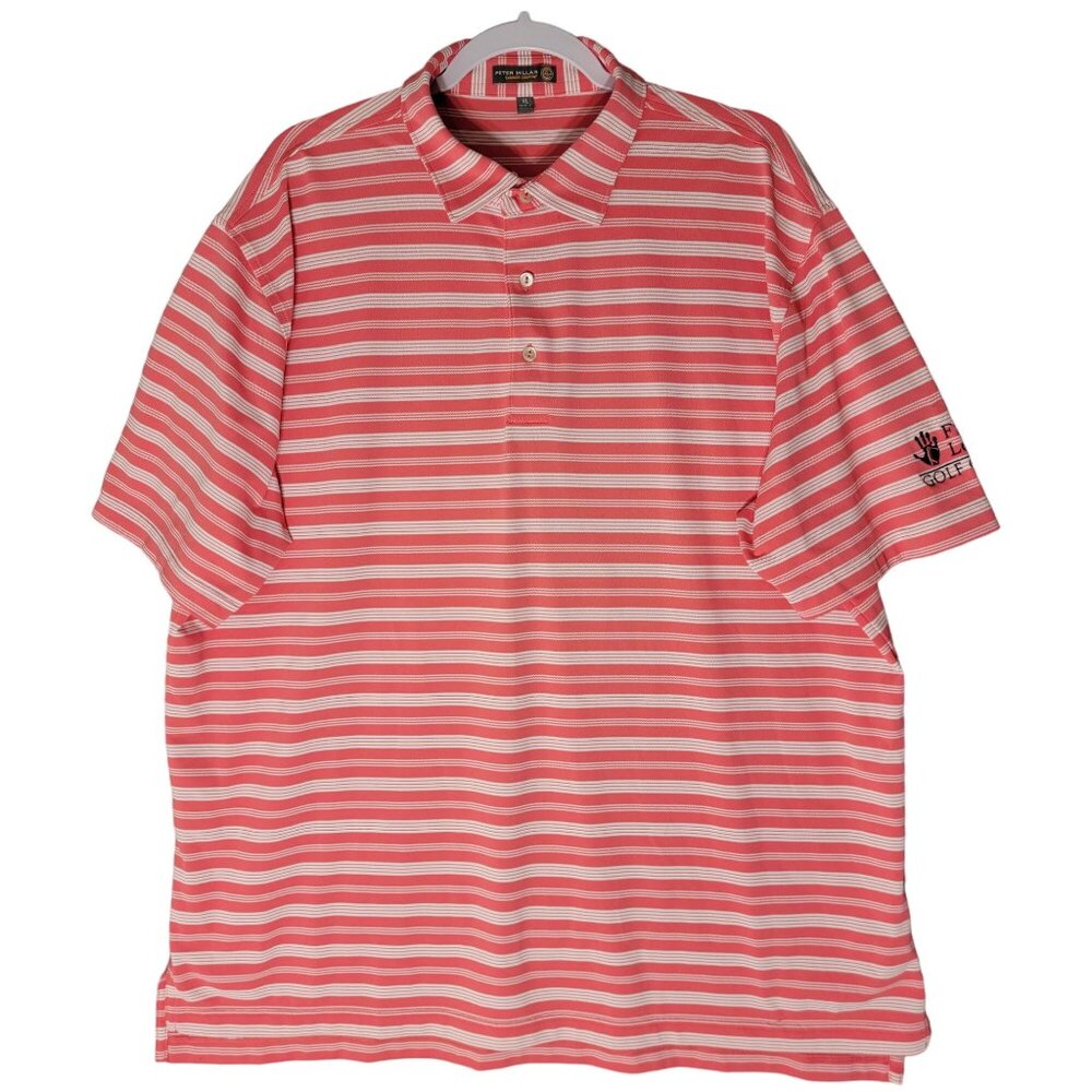 Peter Millar Summer Comfort Polo Shirt Mens XL Pink Striped Frankie Lemmon